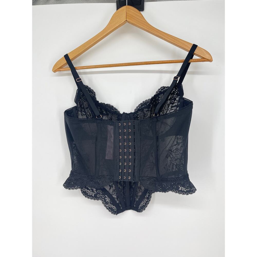 Savage X Fenty by Rihanna Lace Bustier Underwire Bra Black Size Large Sexy - Picture 2 of 5